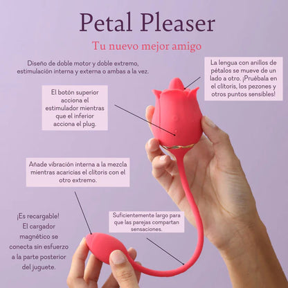 Petal Pleasure- Vibrador Doble con Teaser en Forma de Lengua