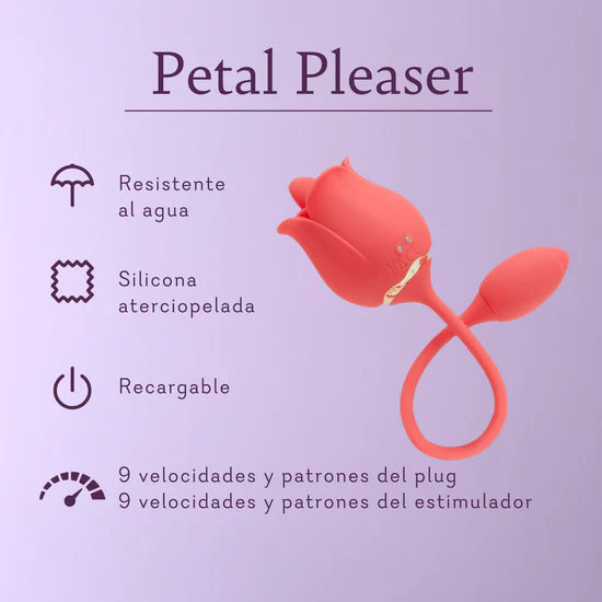 Petal Pleasure- Vibrador Doble con Teaser en Forma de Lengua